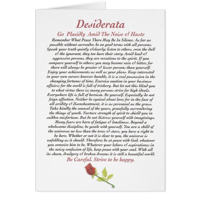 DESIDERATA Card=Rose (Vorne)