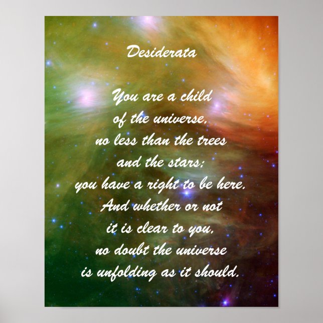 Desiderata Child of Universe Poster (Vorne)