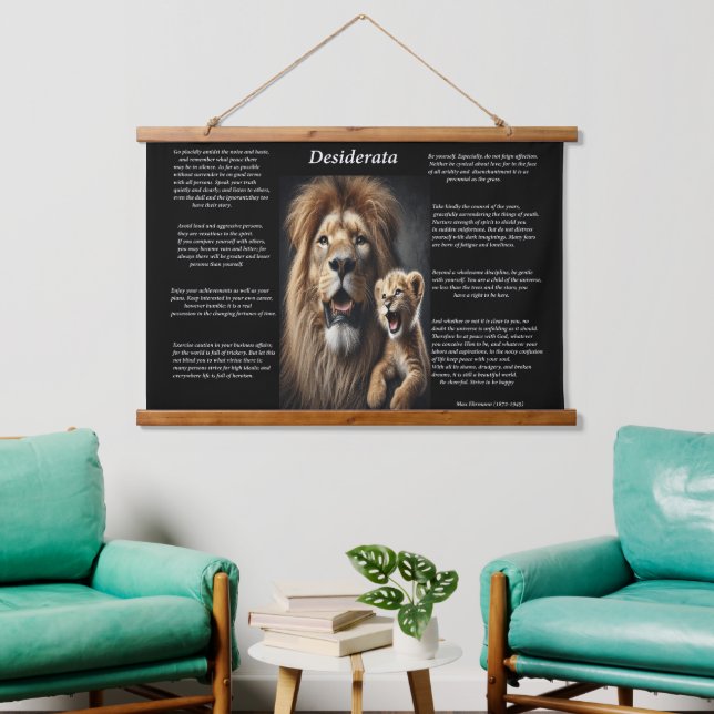 Desiderata: Cubs Playful Discovery Wandteppich Mit Holzrahmen (Wohnzimmer)