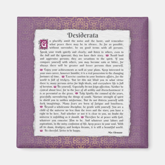 Desiderata - Dinge erwünscht Magnet (Vorne)