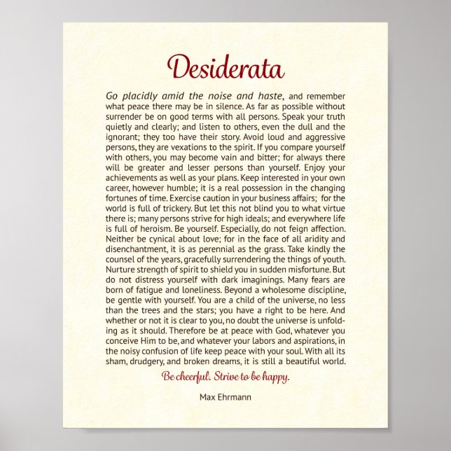 Desiderata-Druck | Desiderata-Kunst Poster (Vorne)