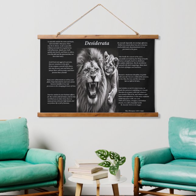 Desiderata: Ein Moment der Freude Wandteppich Mit Holzrahmen (Wohnzimmer)