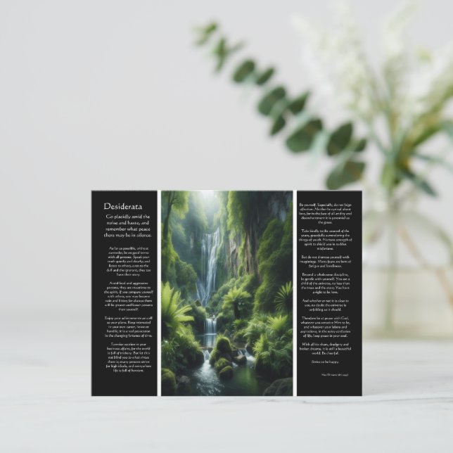 DESIDERATA Emerald Falls: Ein Friedlicher Rückzug Postkarte (Stehend Vorderseite)