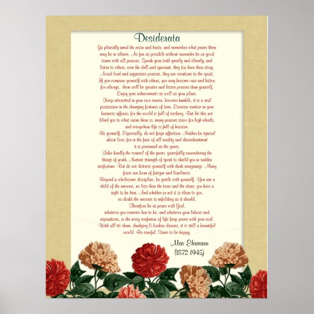 Desiderata "erwünschte Dinge", Hibiskus Blume Poster (Vorne)