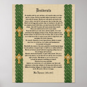 Desiderata "erwünschte Dinge", Prose Celtic Knot b Poster