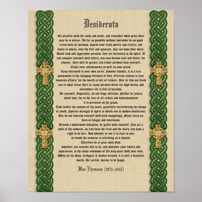 Desiderata "erwünschte Dinge", Prose Celtic Knot b Poster (Vorne)