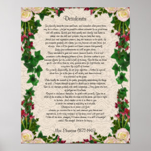 Desiderata "erwünschte Dinge", prose exotische Blu Poster
