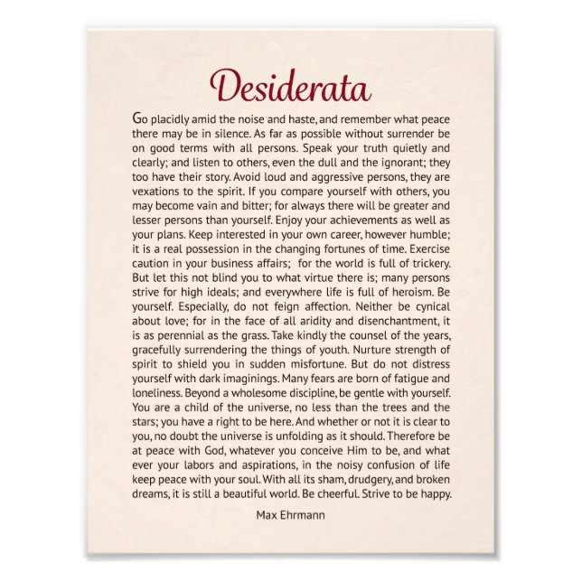 Desiderata Fotodruck (Vorne)