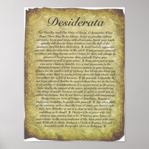 Desiderata Gedicht auf antikem Stilpapier Poster