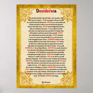Desiderata Gedicht auf Vintagem Papierplakat Poster