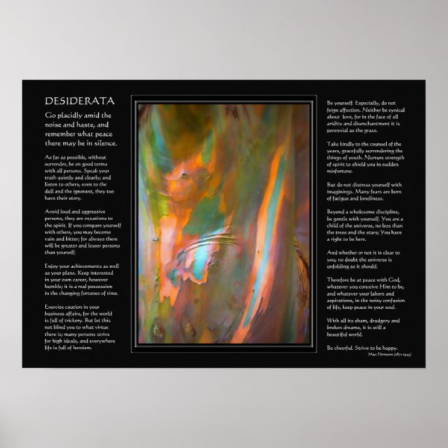 Desiderata Gedicht - Eukalyptus Tree Bark Poster (Vorne)