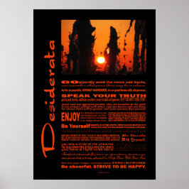 Desiderata Gedicht Fontain Wasser bei Sonnenunterg Poster