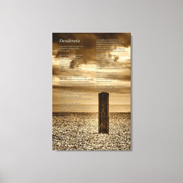 Desiderata Gedicht - Ich habe Zeit Leinwanddruck (Vorderseite)
