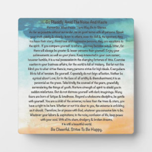 Desiderata Gedicht in blauem Thunder am Strand Fotoplatte