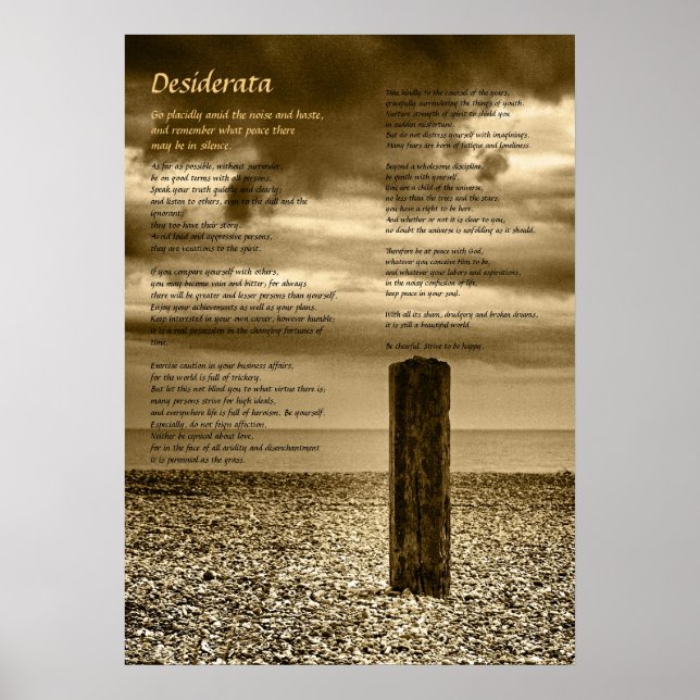 Desiderata Gedicht - Kunst, ich habe Zeit Poster (Vorne)