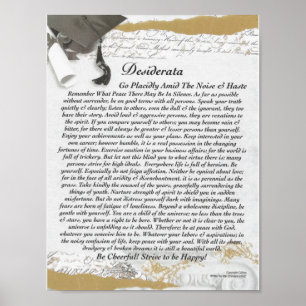 DESIDERATA Gedicht=Max Ehrmann=Auf Abschluss-Bildt Poster