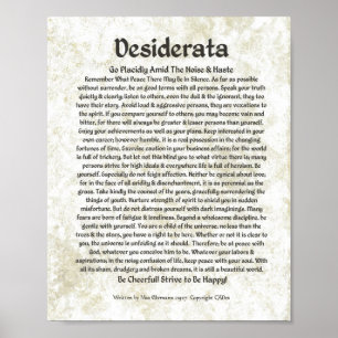 DESIDERATA Gedicht Max Ehrmann-Mittelalterliche Ka Poster