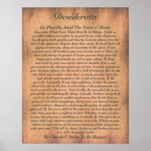DESIDERATA Gedicht=Max Ehrmann=Sammlung von Pergam Poster