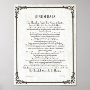 DESIDERATA Gedicht=Max Ehrmann=Sammlung von Pergam Poster