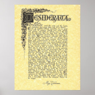 DESIDERATA Gedicht=Max Ehrmann=Sammlung von Pergam Poster