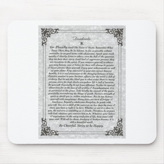 DESIDERATA Gedicht Mousepad (Vorne)