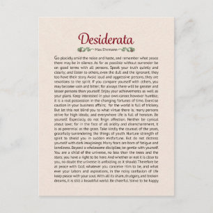 Desiderata-Gedicht-Postkarte Mini-Kunst Postkarte
