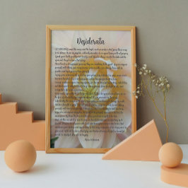 Desiderata-Gedicht Rosafarben Dahlienblüte Fotodruck