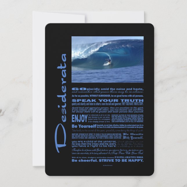 Desiderata Gedicht Surfen in Hawaii (Vorderseite)