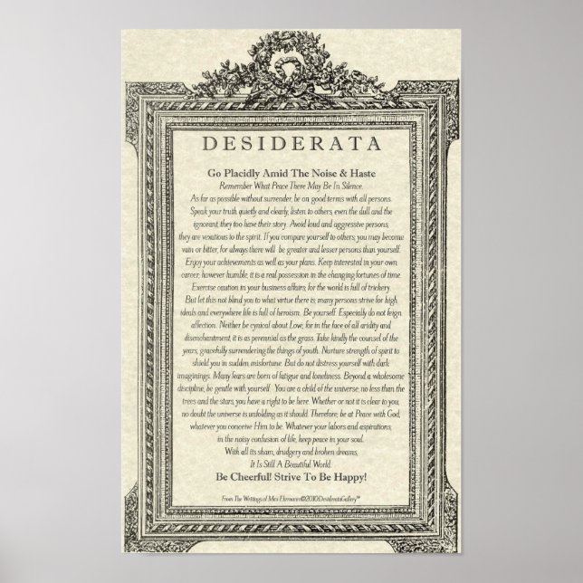 Desiderata Gedicht von Max Ehrmann Antique Mirror Poster (Vorne)