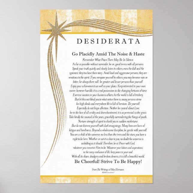 Desiderata Gedicht von Max Ehrmann Gold Star Desig Poster (Vorne)