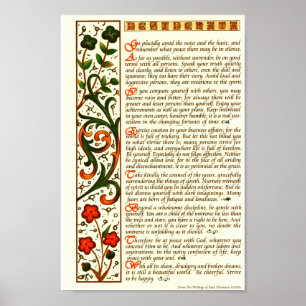 Desiderata Gedicht von Max Ehrmann Handkalligraphi Poster