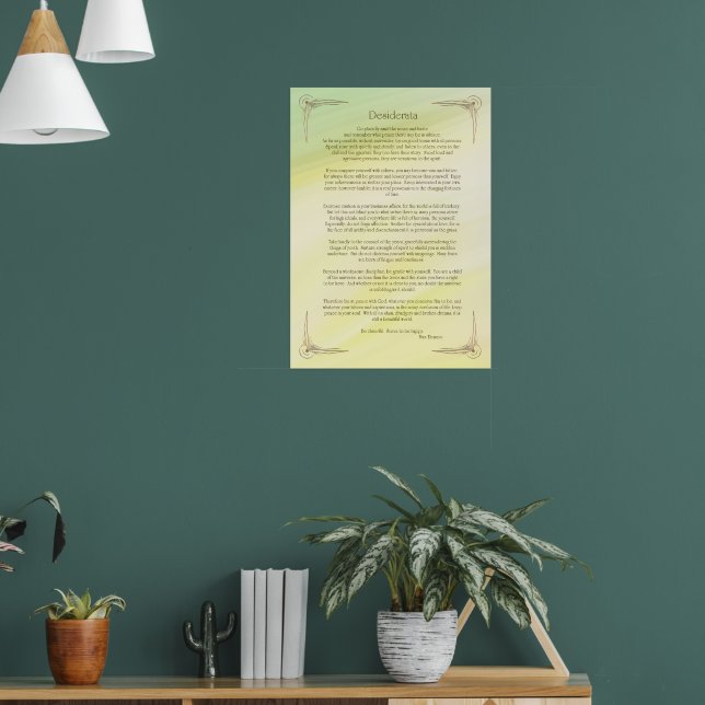 Desiderata Gedicht von Max Ehrmann Poster (Wohnzimmer 1)