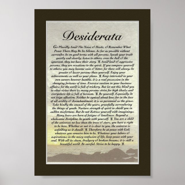 DESIDERATA Gedicht von Max Ehrmann Poster (Vorne)