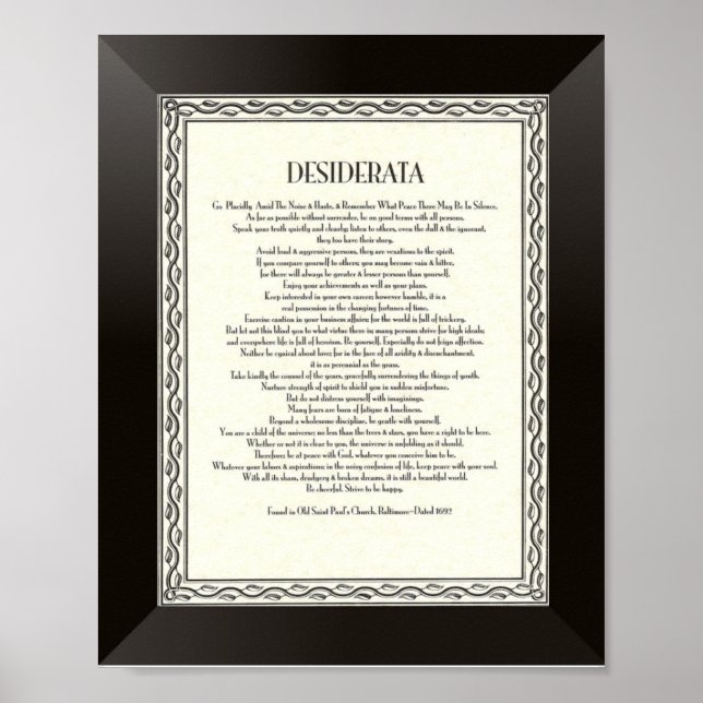 DESIDERATA Gedicht von Max Ehrmann Poster (Vorne)