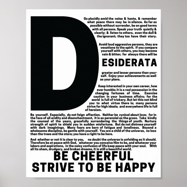 DESIDERATA Gedicht von Max Ehrmann Poster (Vorne)