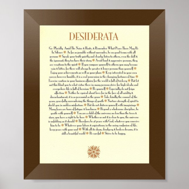 DESIDERATA Gedicht von Max Ehrmann Poster (Vorne)