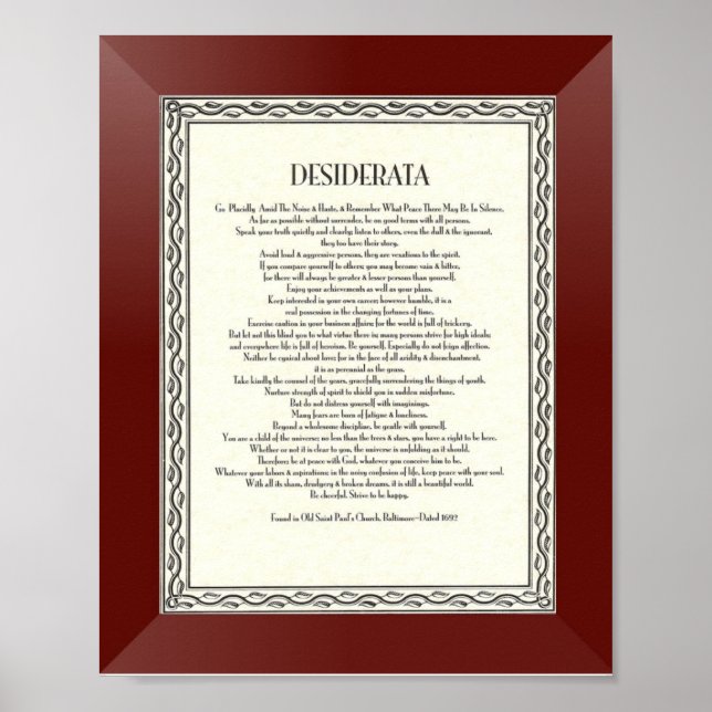 DESIDERATA Gedicht von Max Ehrmann Poster (Vorne)