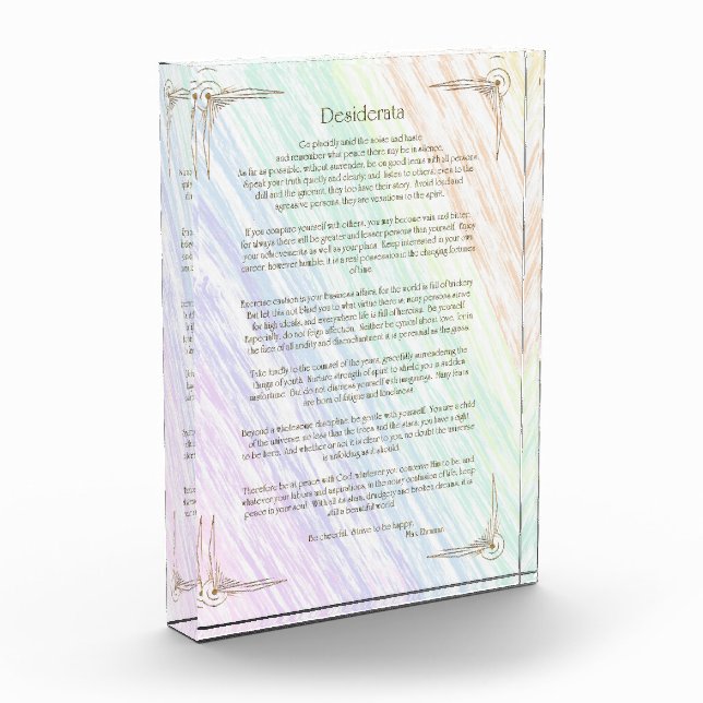 Desiderata Gedicht von Max Ehrmann Poster Fotoblock (Links)
