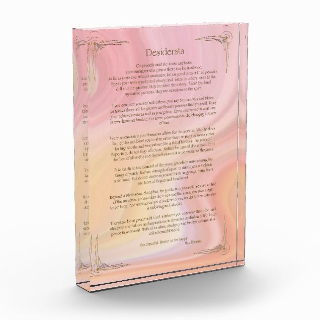 Desiderata Gedicht von Max Ehrmann Poster Fotoblock (Links)