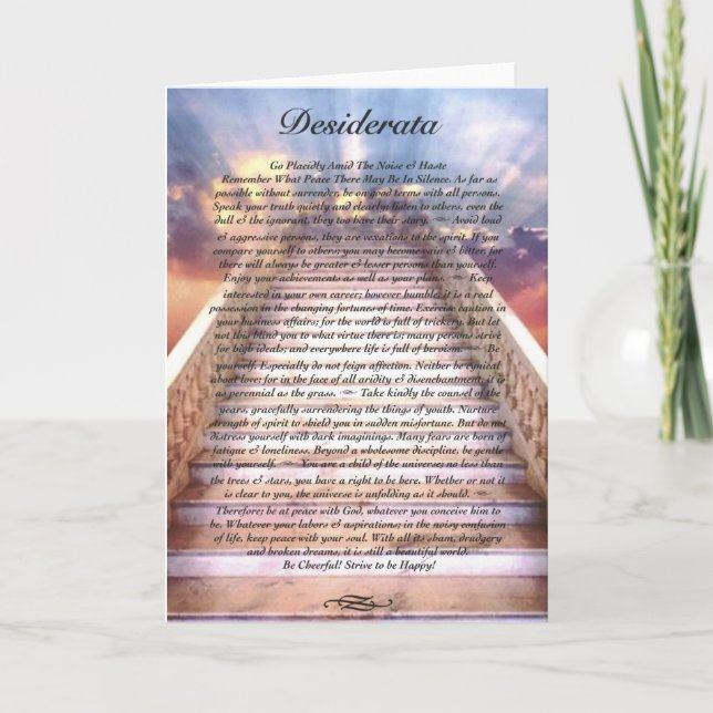 DESIDERATA-Gedichtkarte auf der Treppe zum Himmel Karte (Vorderseite)