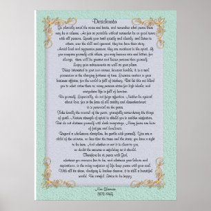 Desiderata "gewünschte Dinge", anpassbare Farben Poster