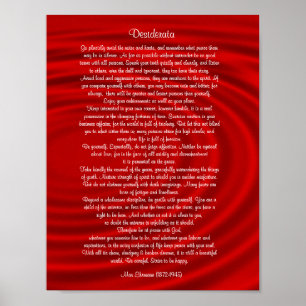Desiderata "gewünschte Dinge", Prosa auf rot Poster