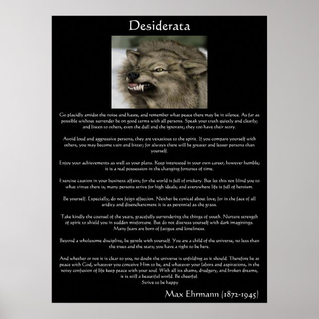 Desiderata Gray Wolves Posters Poster (Vorne)