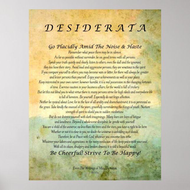 Desiderata (Grünwald) Abstrakte Wasserfarbe Poster (Vorne)