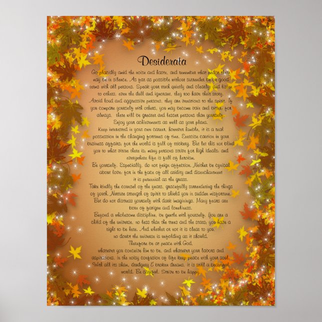 Desiderata Herbstblätter Hintergrund Poster (Vorne)