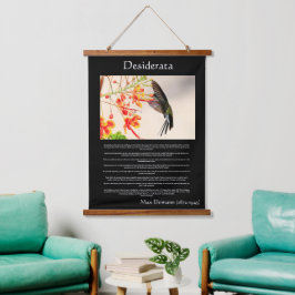Desiderata Hummingbird belebt eine Blume Wandteppich Mit Holzrahmen