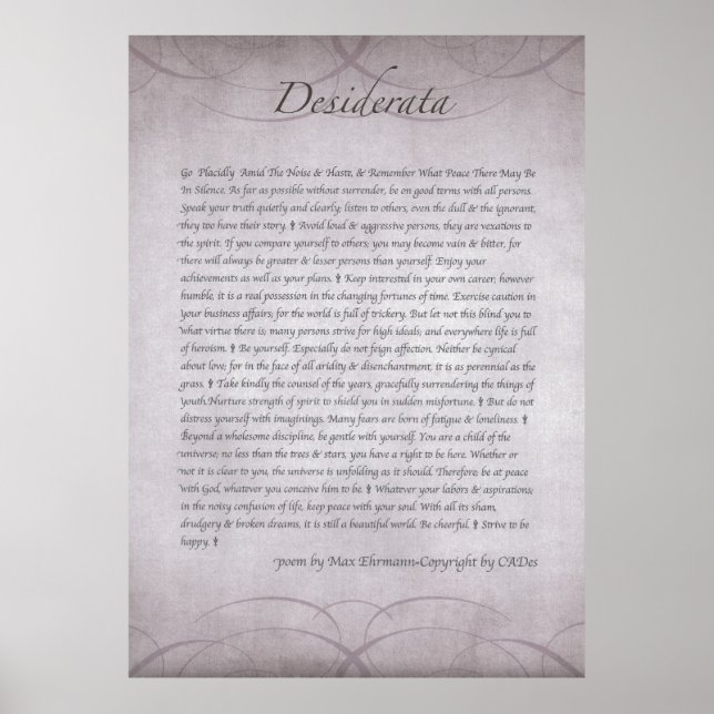 DESIDERATA in Lavendelfeldern für immer Poster (Vorne)