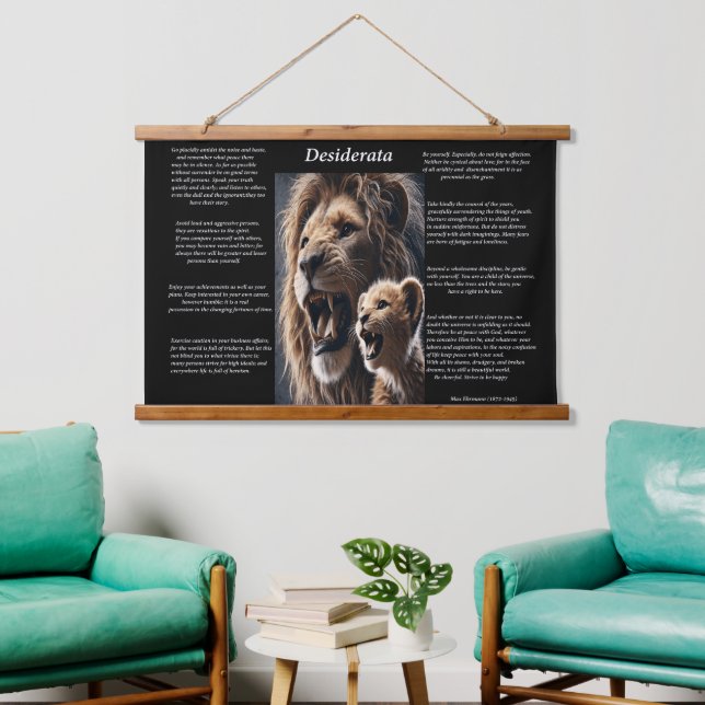 Desiderata: Inhalt im Stolz Wandteppich Mit Holzrahmen (Wohnzimmer)