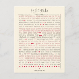 Desiderata Inspirational Gedicht Postkarte