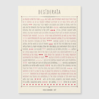 Desiderata-inspirierend Gedicht Magnetkarte